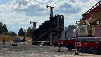 Ανατροπή γερανού με ανεμογεννήτριες στο λιμάνι της Στυλίδας